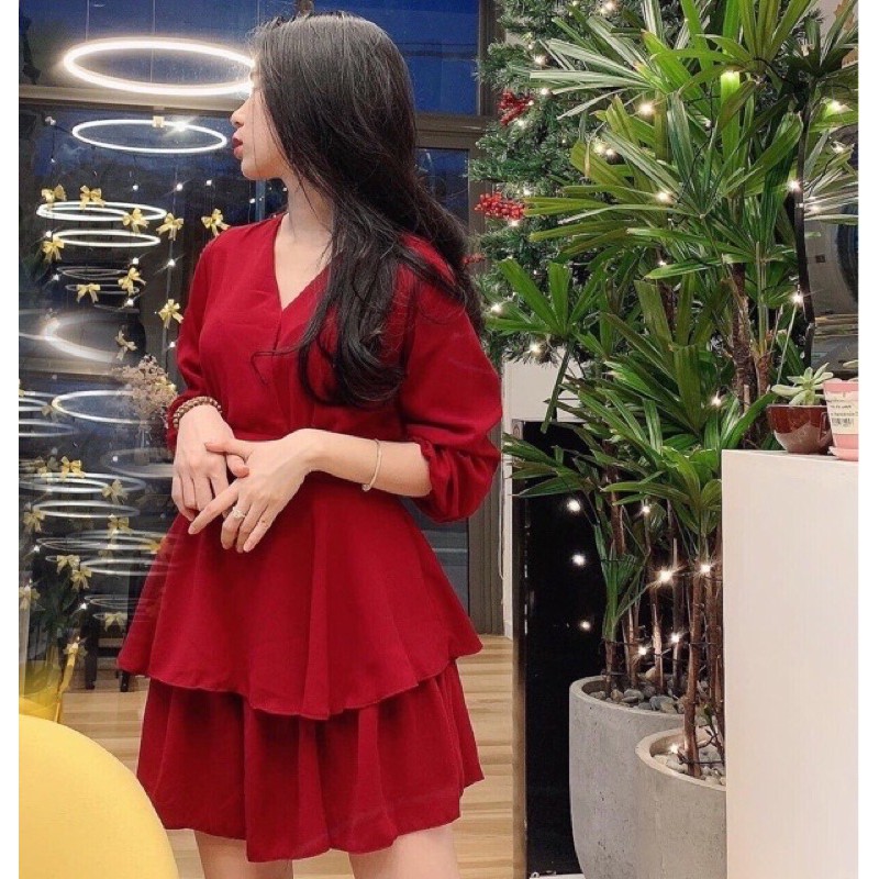 Jumpsuite cổ V tiểu thư giả váy Linhhtt Linh Htt