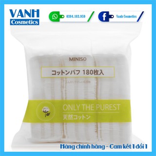 Bông tẩy trang miniso nhật bản 180 miếng - vanh cosmetics
