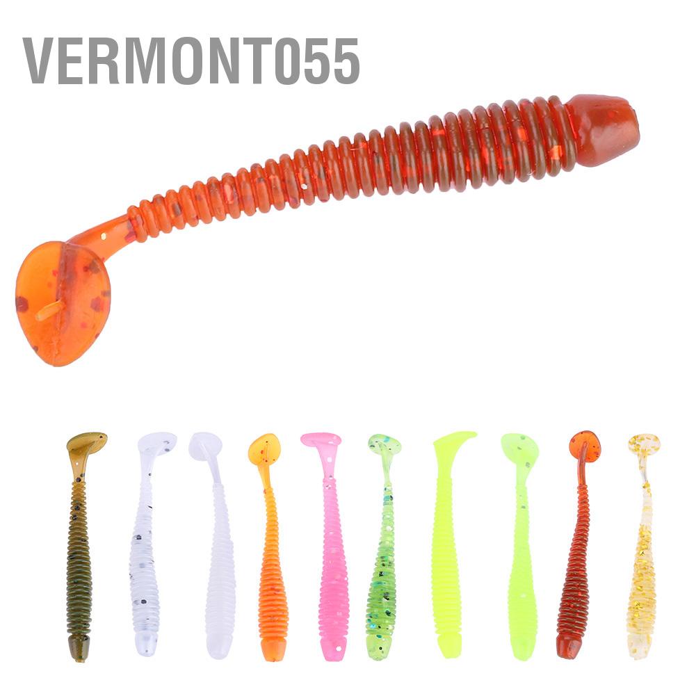Hàng Hot 10PCS 5cm Mồi câu cá nhân tạo bằng nhựa mềm Grub Worm Baits Bộ phụ kiện Hàng giao ngayVermont055