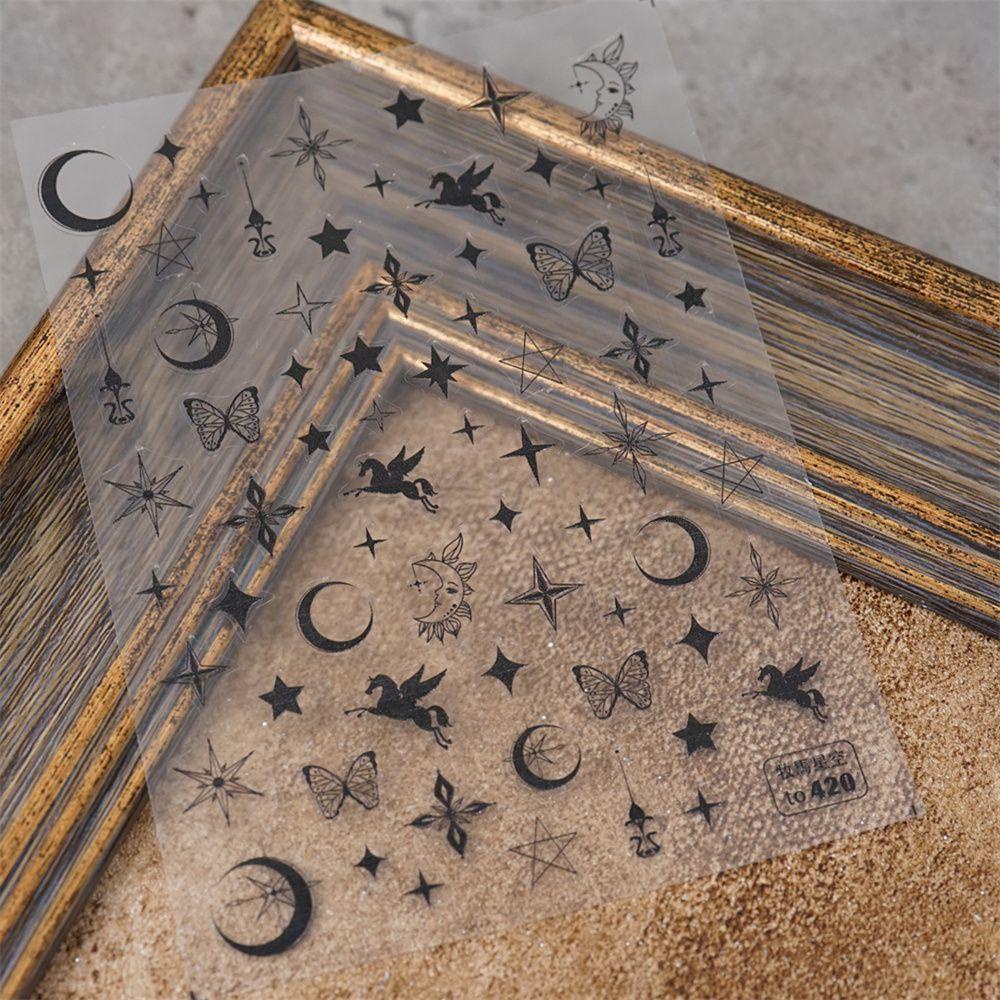 Miếng Dán Trang Trí Móng Tay Tự Dính Siêu Mỏng Họa Tiết Bướm / Mặt Trăng / Ngôi Sao