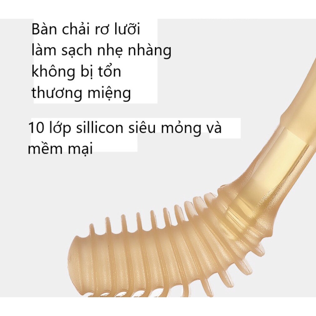 Bộ Rơ Lưỡi Silicone Cho Bé 2 Trong 1 Tiện Dụng, Set Rơ Lưỡi + Bàn Chải Silicon Cho Bé 0 - 18 Tháng