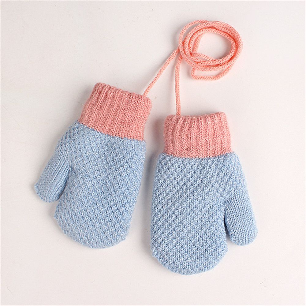 Găng tay giữ ấm mùa đông MIHAN1 dễ thương có dây đeo tay cho bé 2-6 tuổi