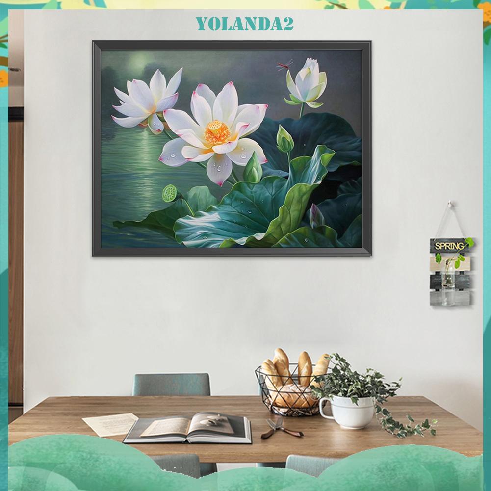Tranh Thêu Chữ Thập 11ct 50x40cm Hình Hoa Sen Tinh Tế