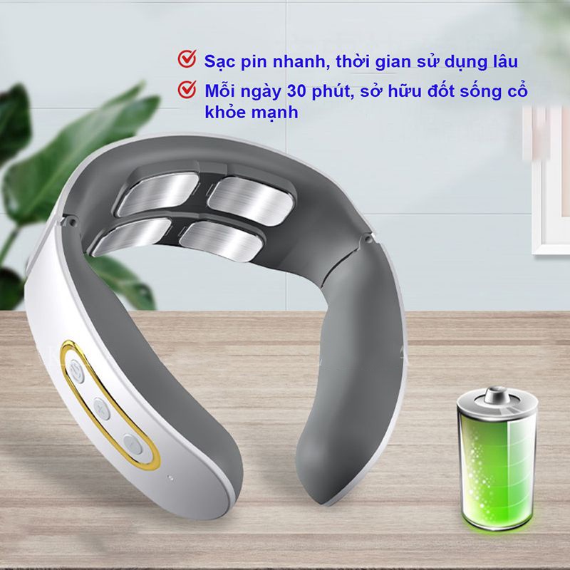 Máy Massage Cổ Vai Gáy, Mát Xa Trị Liệu JIASHI Đa Chức Năng 8 Chế Độ Massage Có Điều Khiển Remoto Từ Xa - MMC01