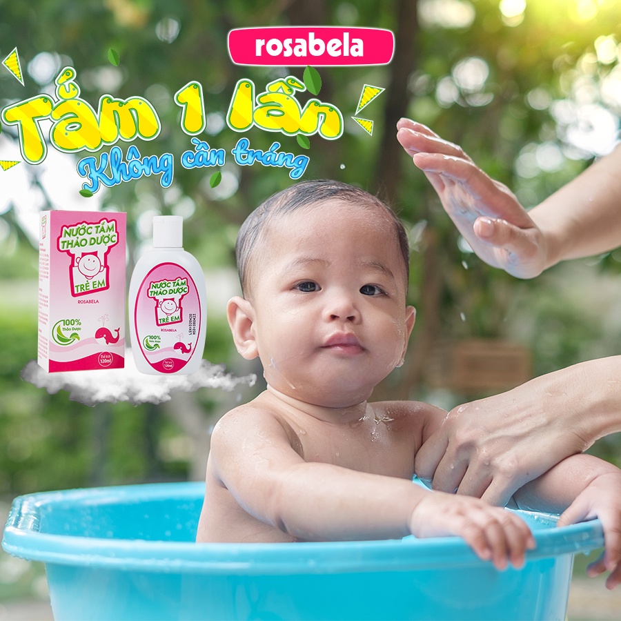 Nước tắm thảo dược cho bé Rosabela ngừa rôm sảy, hăm da, mẩn ngứa (dung tích 120ml)