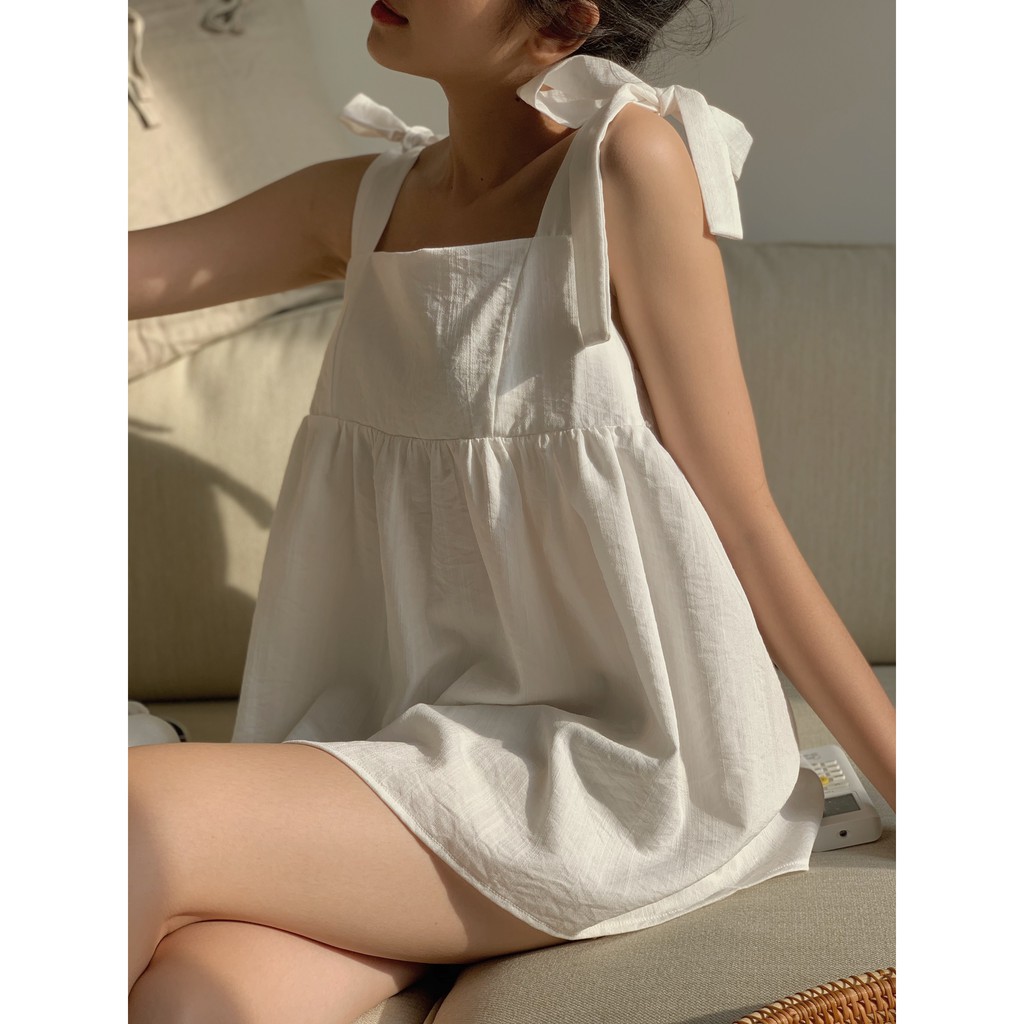 áo hai dây bản to buộc nơ TKA226 LOLLIE STUDIO