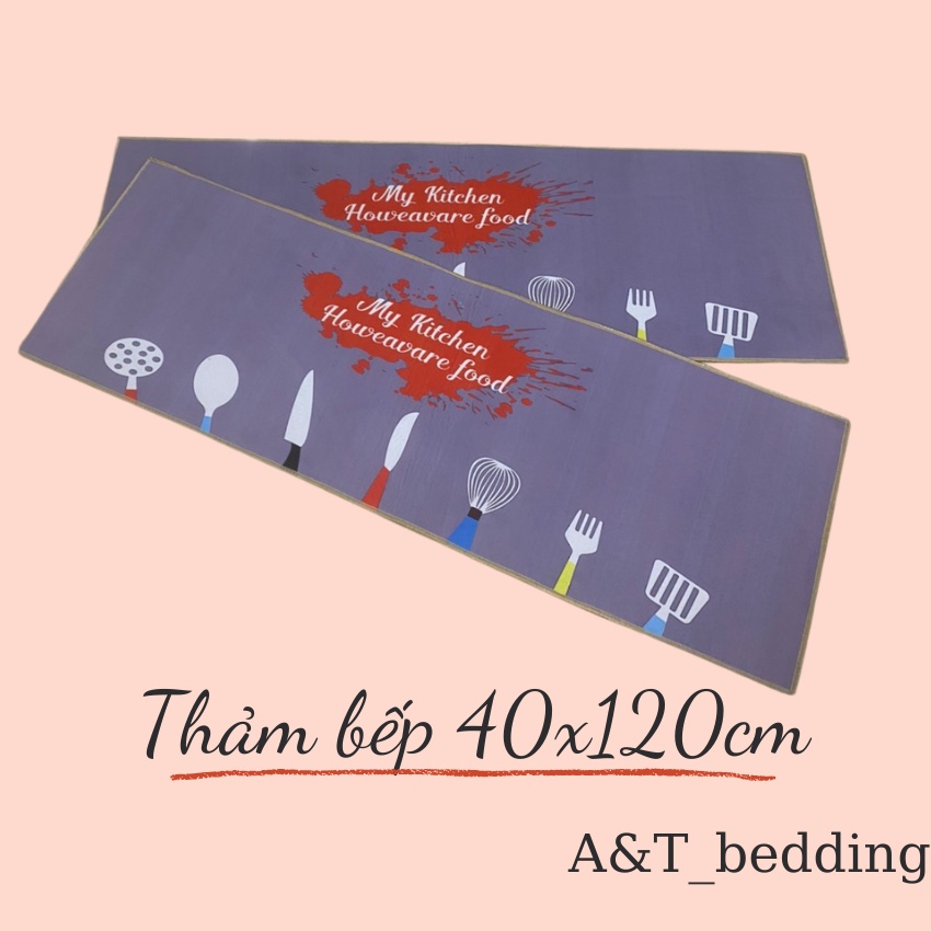 Thảm bếp cao cấp trải sàn, lau chân, trang trí A&amp;T_BEDDING, chống trơn trượt, siêu thấm hút kích thước 40x120cm