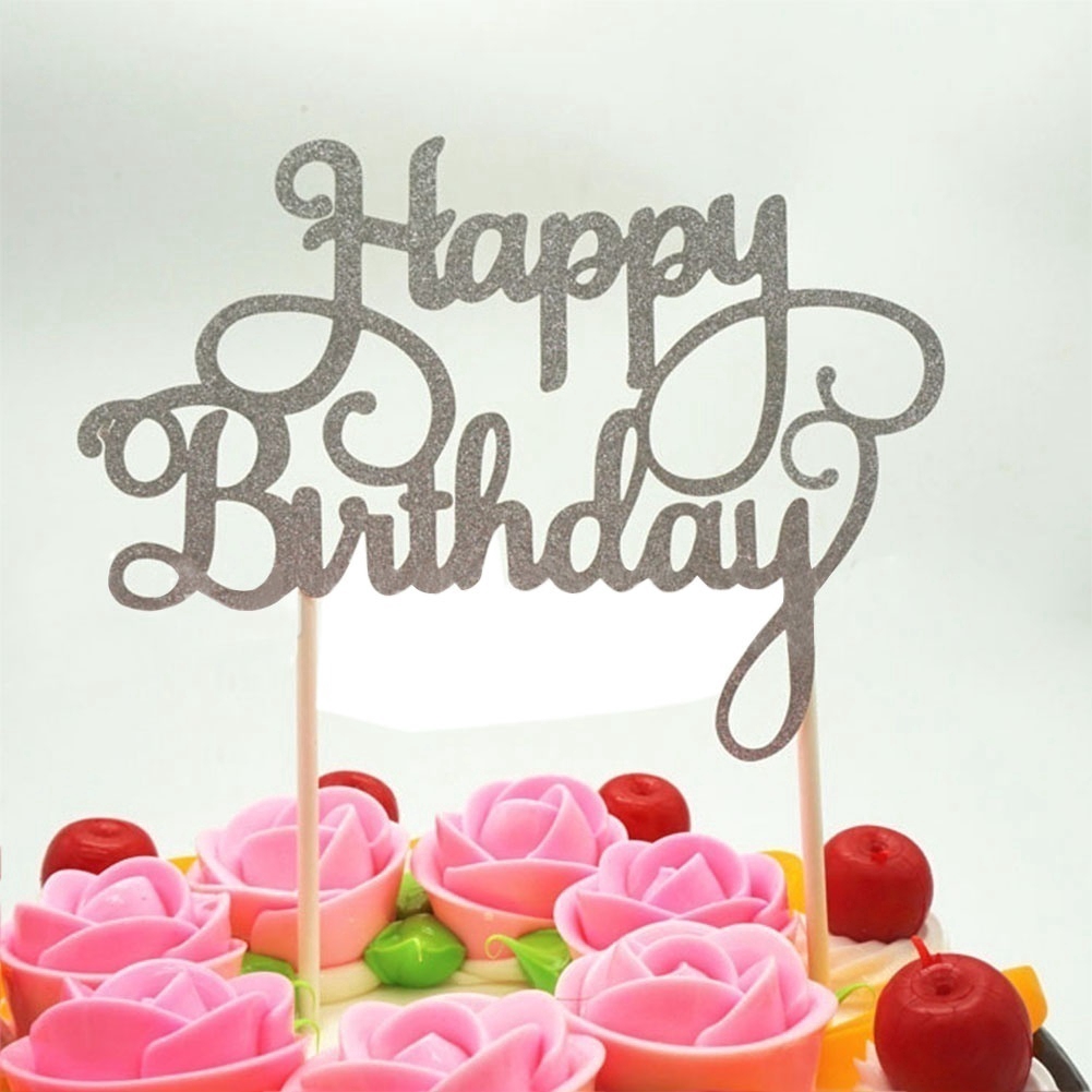 Phụ Kiện Cắm Trang Trí Bánh Kem Chữ Happy Birthday Xinh Xắn