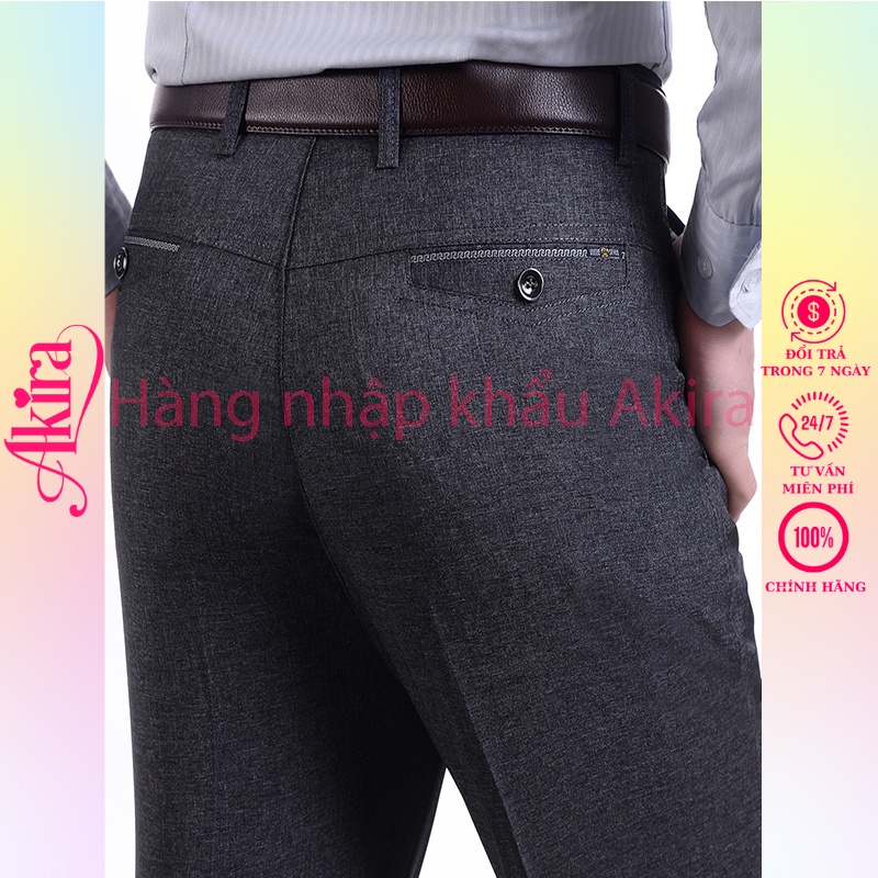 Quần tây nam công sở ống đứng trung niên vải không phai, quần tây nam xuất khẩu Akira có size cho người 90kg