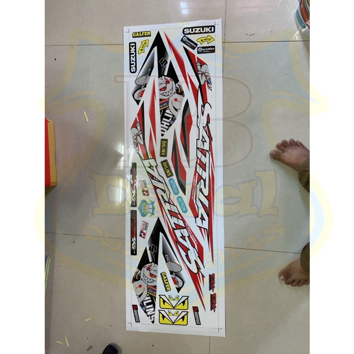 ( Quí khách vui lòng mang ra tiệm cho thợ dán ) Tem Satria fi thỏ ratbit trắng đỏ