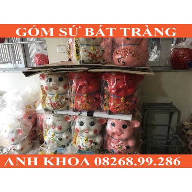 Heo đứng đựng tiền - Gốm sứ Bát Tràng Anh Khoa