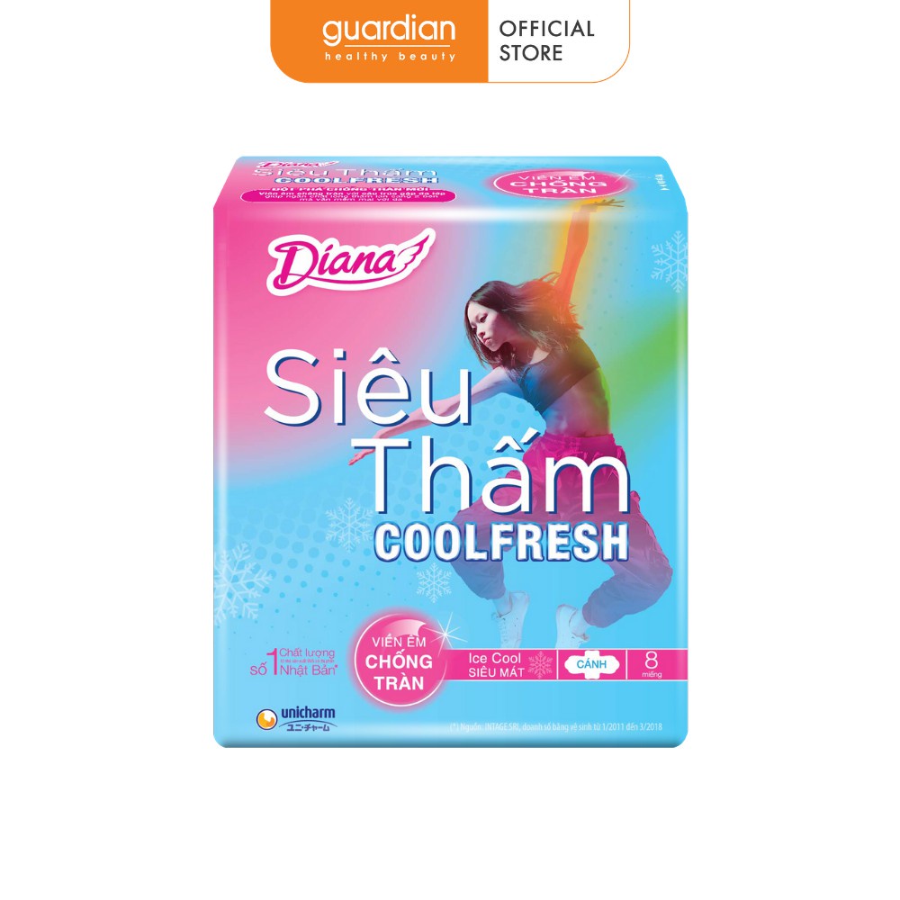 Băng vệ sinh Diana siêu thấm Cool Fresh có cánh (8 miếng)