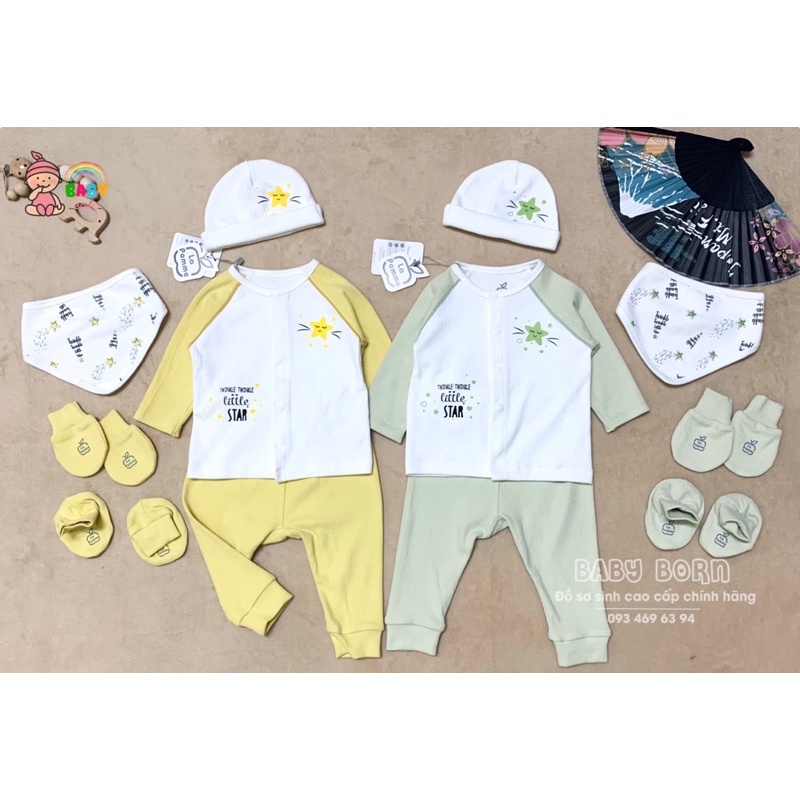 Lapomme - Bộ dài tay cúc giữa ngôi sao nhỏ Rayon Cotton mềm mại