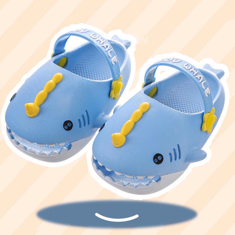 Dép Đế Bằng Họa Tiết Cá Mập Hoạt Hình Dễ Thương Cho Bé