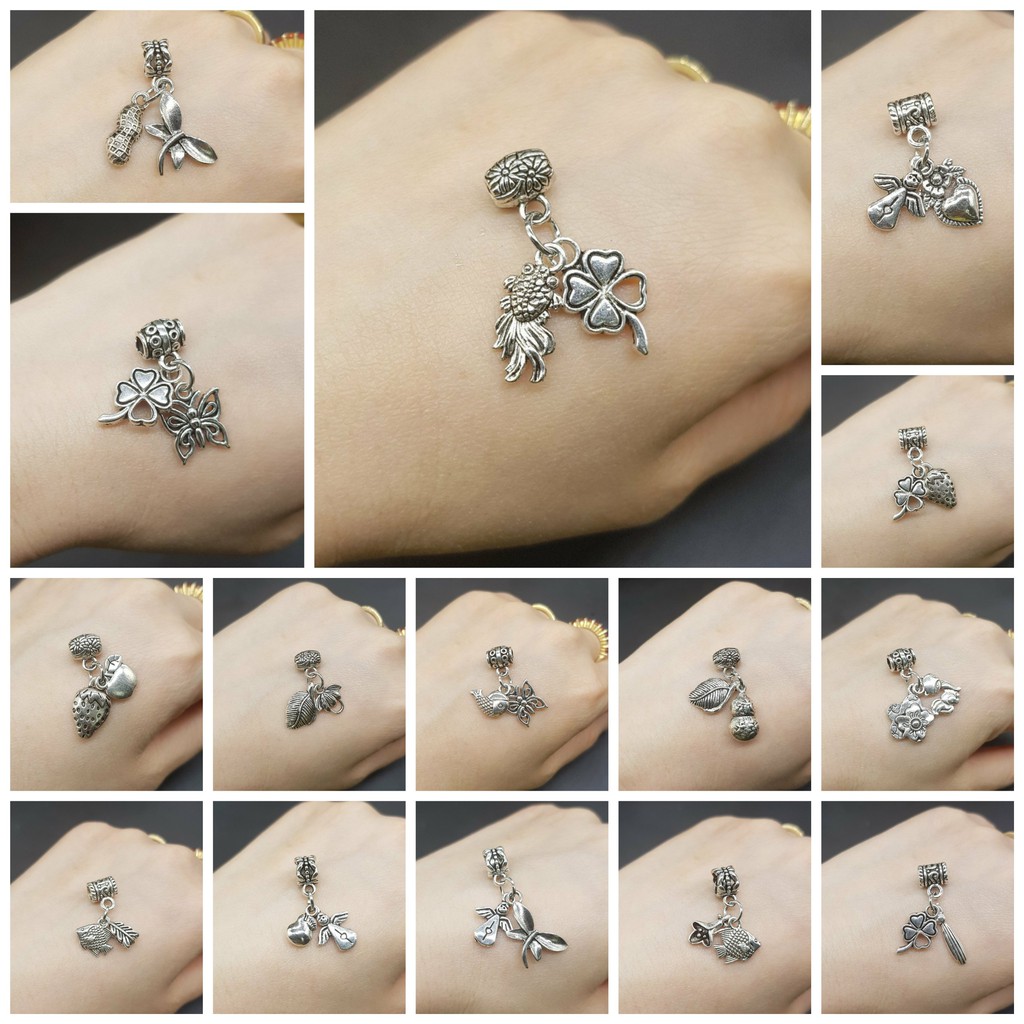 Bộ charm phối vòng tay, vòng cổ, mặt dây (Kiểu 6) - Mỹ ký (tỉ lệ bạc 5%)