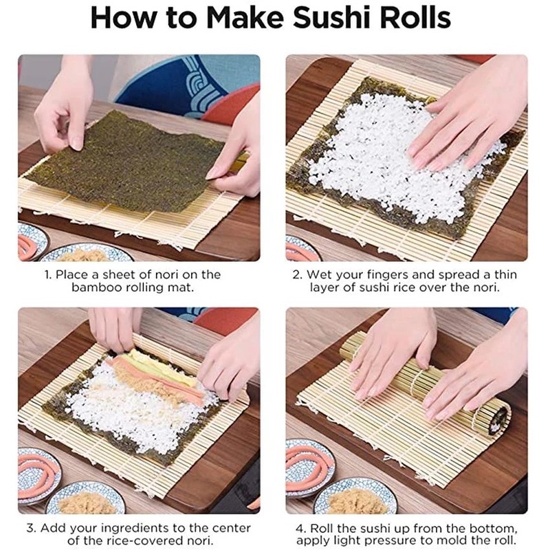 1 Thảm Tre Cuộn Sushi Chống Dính Nhỏ Gọn DIY