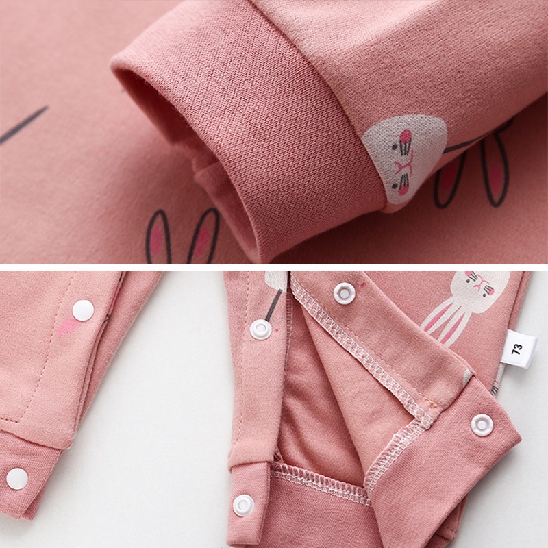 Áo Liền Quần Tay Dài Vải Cotton Mềm In Hình Hoạt Họa Thời Trang Xuân Thu Cho Bé Gái Sơ Sinh