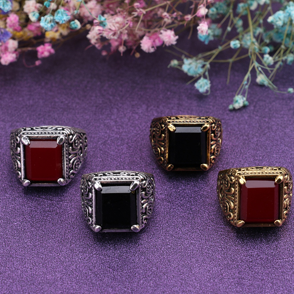 Nhẫn Đính Đá Vuông Phong Cách Trung Hoa Cho Nam