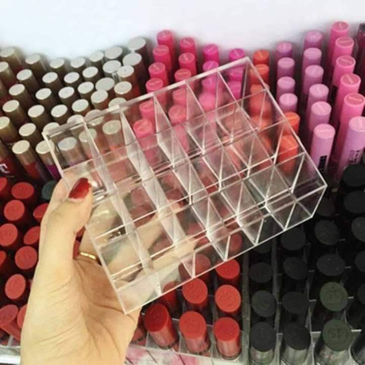 Khay Đựng Son 24 Ô Nhựa Mica Siêu Bền Trong Suốt 88189 - SỈ LẺ GIA DỤNG 88