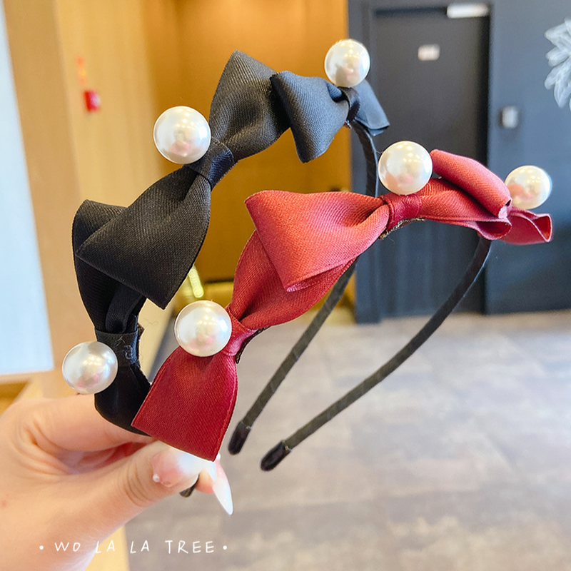 Băng đô đính nơ và ngọc trai giả phong cách Hàn Quốc