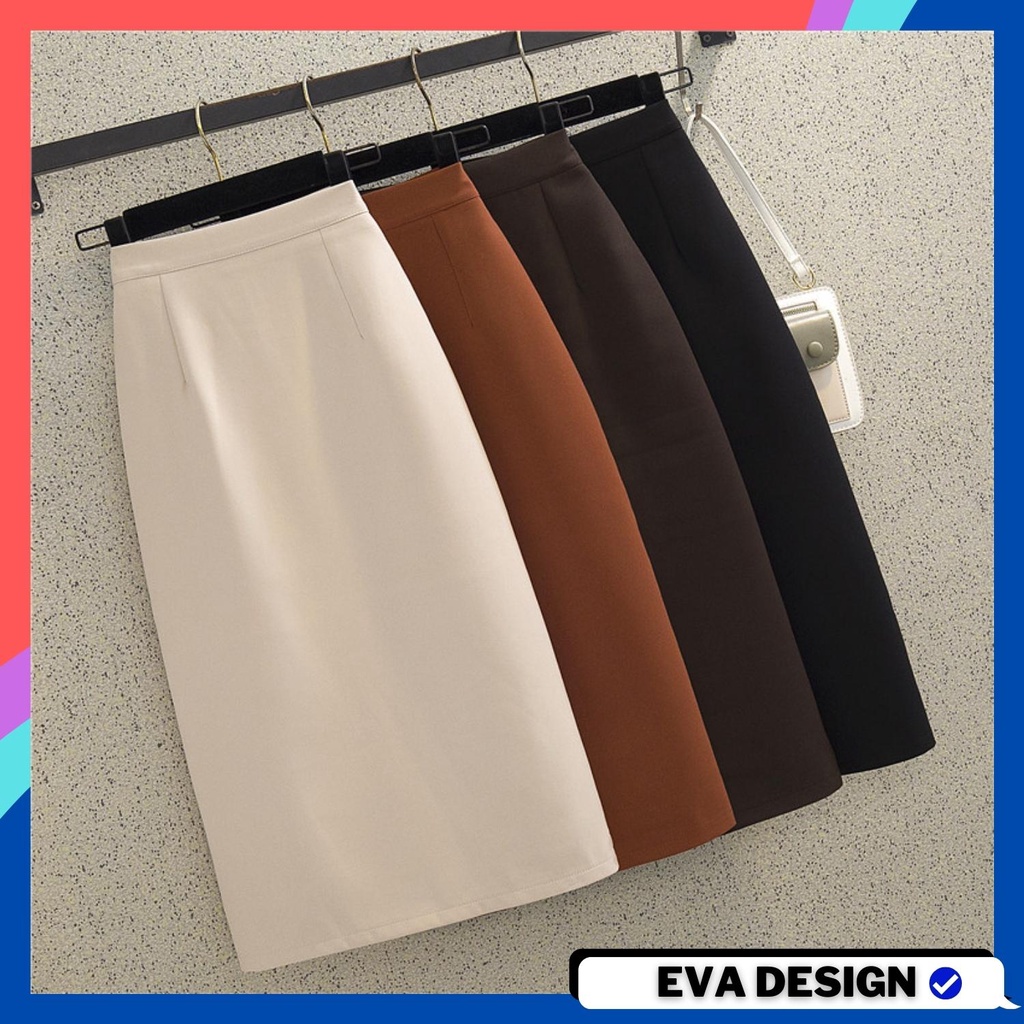 Chân váy công sở dáng dài bút chì xẻ sau vải tuyết mưa cao cấp màu đen be nâu phối sơ mi mặc đi làm văn phòng
