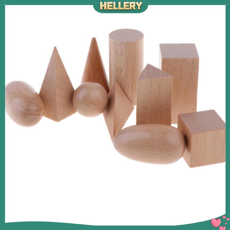 Bộ 10 Khối Gỗ Hình Học 3D Đồ Chơi Cho Bé