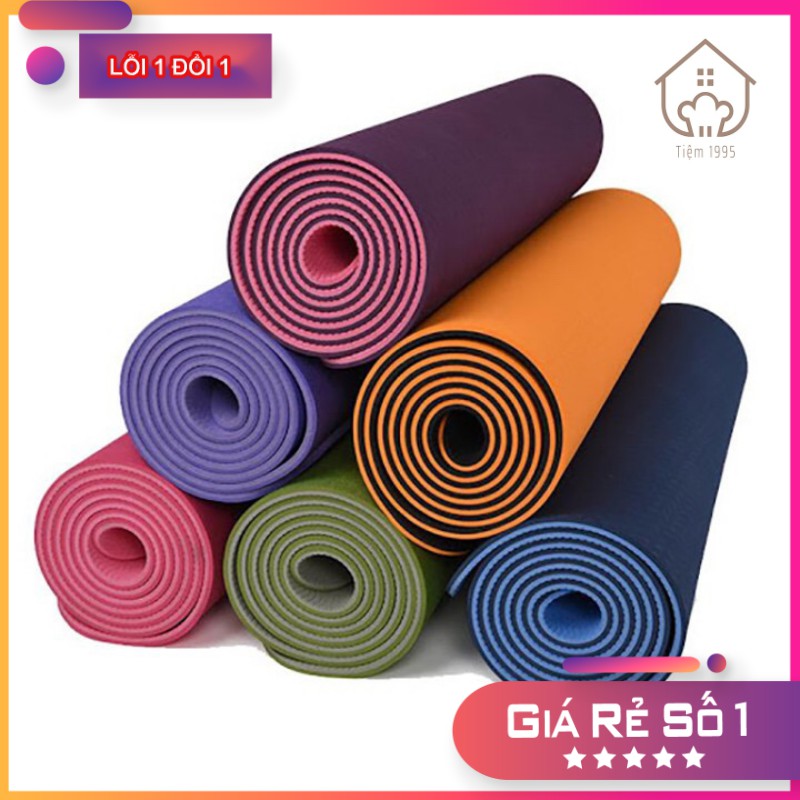 Thảm Tập Yoga 2 Lớp TPE Độ Dày 6mm,8mm Chống Trơn Trượt