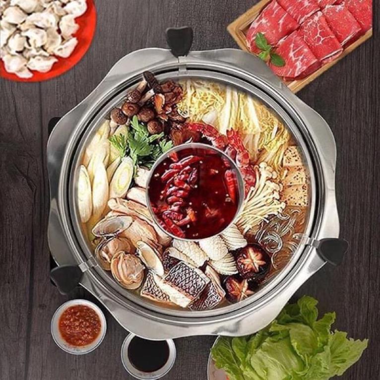 [FREESHIP] Nồi Lẩu Xoay Inox 2 Lớp Trục Vớt Đồ Ăn Tiện Lợi