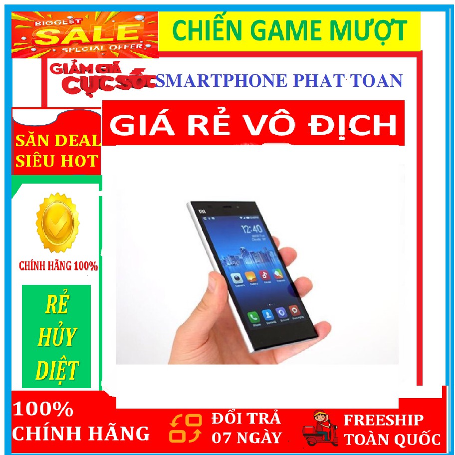 XIAOMI MI 3 - XIAOMI MI3 ram 2G/16G Fullbox - BH 1 đổi 1 .Chiến PUBG - FREE FIRE - LIÊN QUÂN mượt.