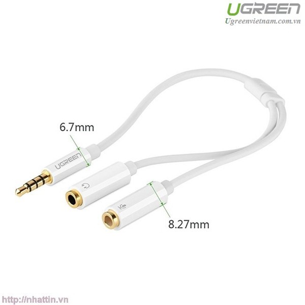 Cáp chuyển đổi tai nghe 3.5mm ra Mic &amp; Loa riêng Ugreen 10789 mạ vàng