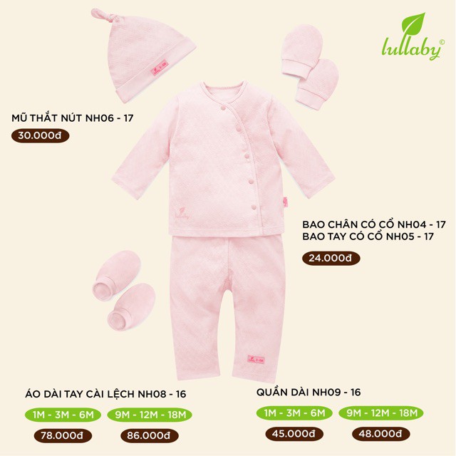 Bộ dài tay cài lệch sơ sinh cho bé từ 1-12 tháng lullaby thanh lý