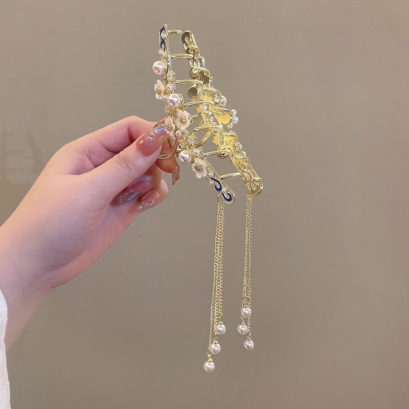 Kẹp Tóc Hình Bông Hoa Phối Tua Rua Phong Cách Cổ Điển Cao Cấp Thời Trang Mùa Thu Mới Cho