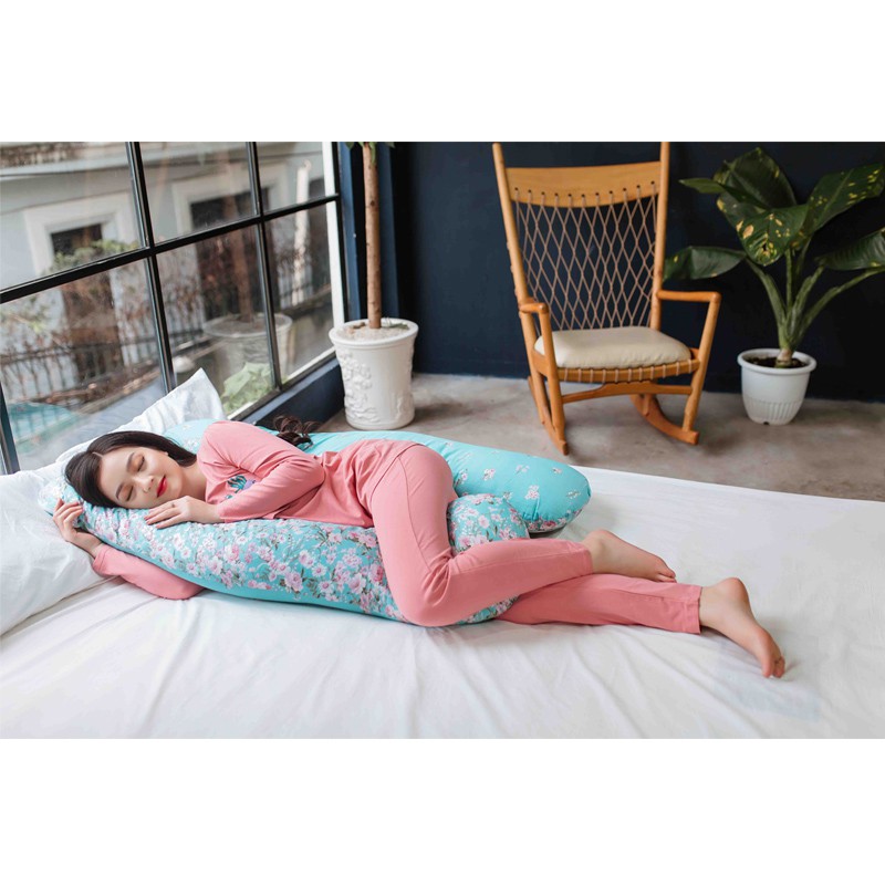 Gối Ôm Chữ U Bà Bầu Cao Cấp Vải Hàn Quốc 100% cotton Mềm Mịn Thoáng Mát