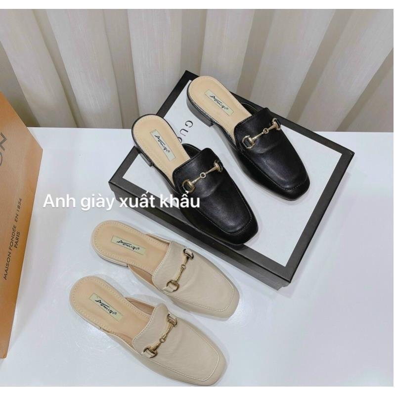 [Chất Cao Cấp]-Dép lê/ sục nữ siêu hót da lì mũi vuông khoá hàng loai 1 full box( ảnh thật, kèm video)