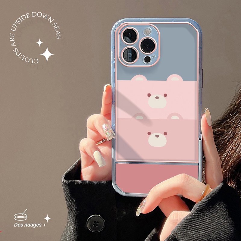 Ốp Điện Thoại Silicon Mềm Trong Suốt Có Giá Đỡ Hình Gấu Dễ Thương Cho IPhone 13 12 11 Pro Max Xs Max X Xr 6 7 8 Plus