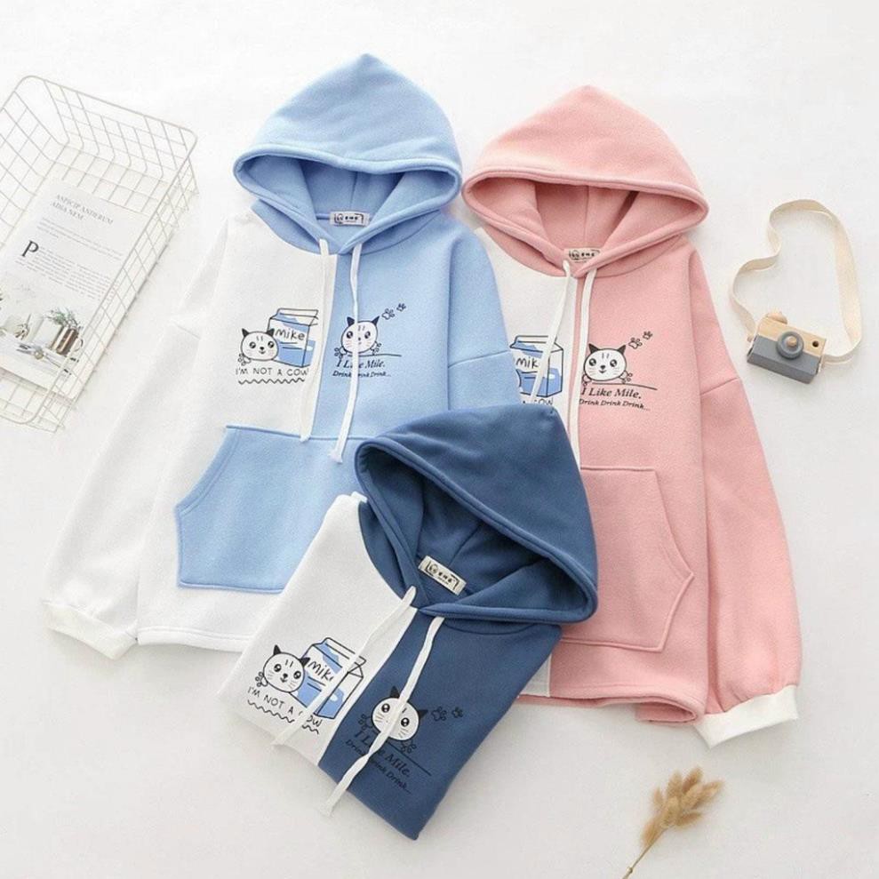 Áo hoodie nỉ nữ, áo hoodie nữ chất liệu nỉ chần bông KN20