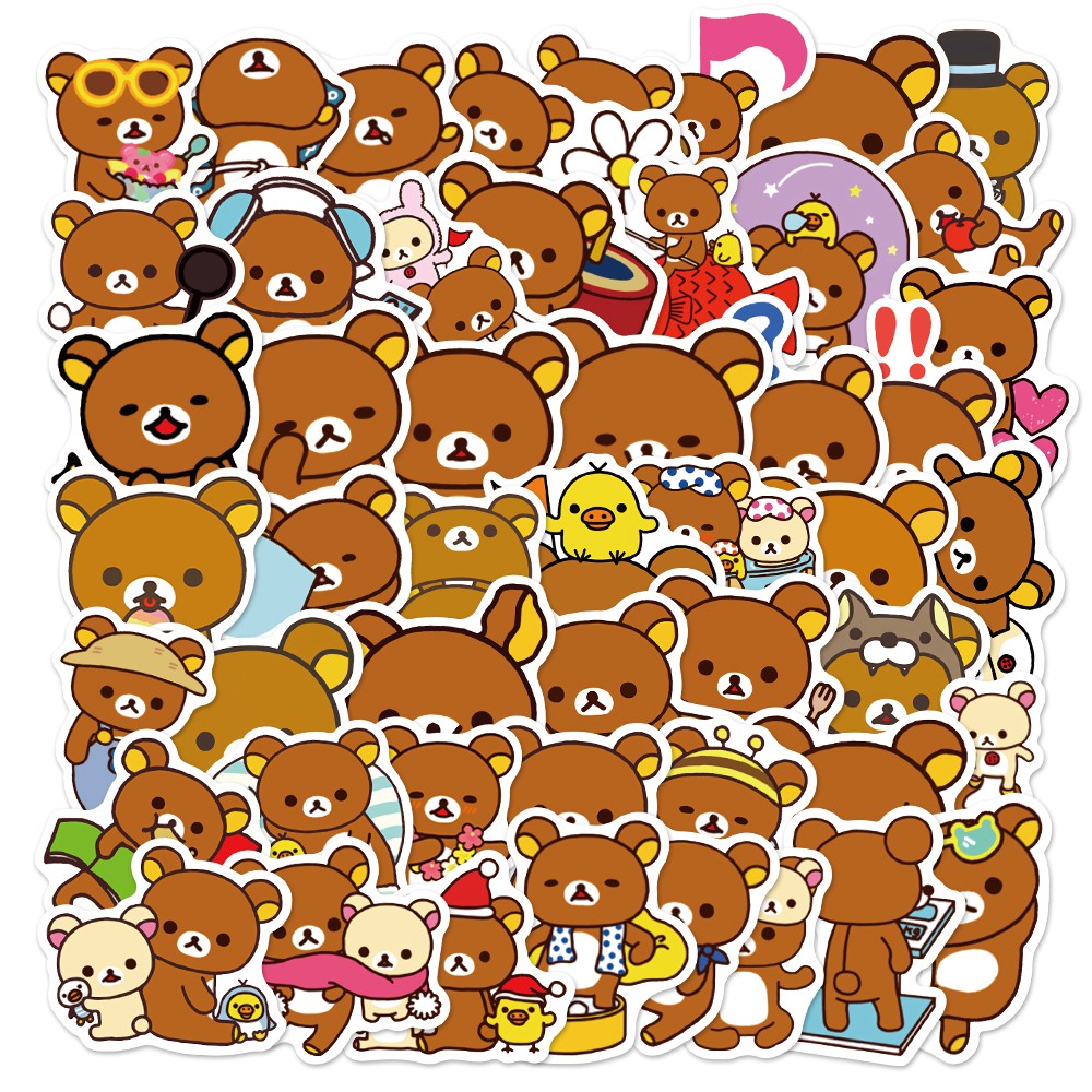 Set 50 Miếng Dán Chống Nước Hình Gấu Đáng Yêu Trang Trí Đa Năng