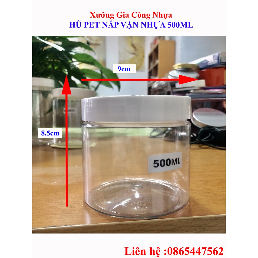 Combo 8 Hũ Nhựa PET 500ml Nắp nhựa Xuất Xưởng Giá (Sỉ) - Phù hợp cho nhiều dòng thực phẩm như bánh mứt, hạt khô, trái