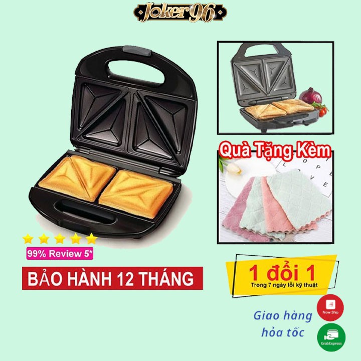 Máy Kẹp, Ép Bánh Mì Sandwich Gia Đình Siêu Tiện Ích_Tặng Khăn Lau Bếp