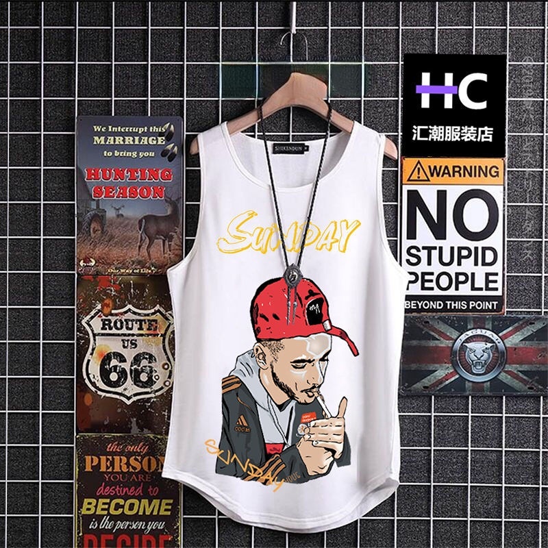 Set 1/2 Áo Thun Thể Thao Không Tay Dáng Suông Phong Cách Hip Hop Âu Mỹ Cho Nam