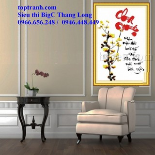 Tranh thêu chữ thập chữ cha mẹ cành mai vàng 222389, chưa thêu