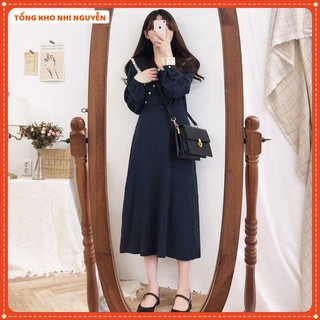 [Có Ảnh Thật] Váy Nữ Tiểu Thư Thu Đông 🍓 Đầm Vintage Tay Dài Phối Ren Hàn Quốc 🍓