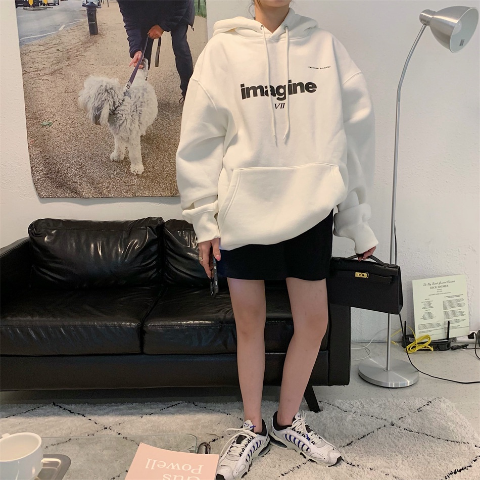 Hoodie nữ 🌸 Áo khoác hoodie imagine nam nữ unisex tay bồng foem rộng màu trắng cá tính HOLA | BigBuy360 - bigbuy360.vn