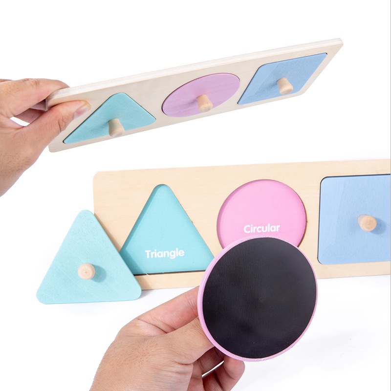 Bộ đồ chơi xếp hình Treeyear nhiều hình dạng bằng gỗ montessori có núm vặn cho trẻ em 1-3 tuổi