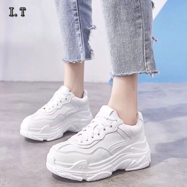 GIÀY THỂ THAO SNEAKER NỮ TRẮNG ĐỘN ĐẾ KIỂU DÁNG HÀN QUỐC MẪU HOT