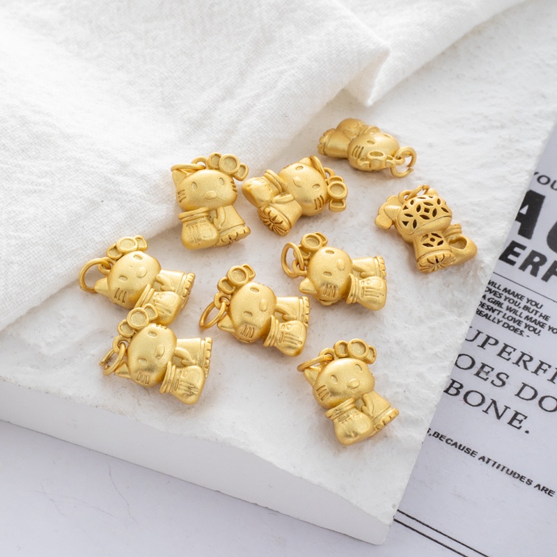 Mặt Dây Chuyền Hình Mèo Hoạt Hình Mạ Vàng 18k 10 * 13mm