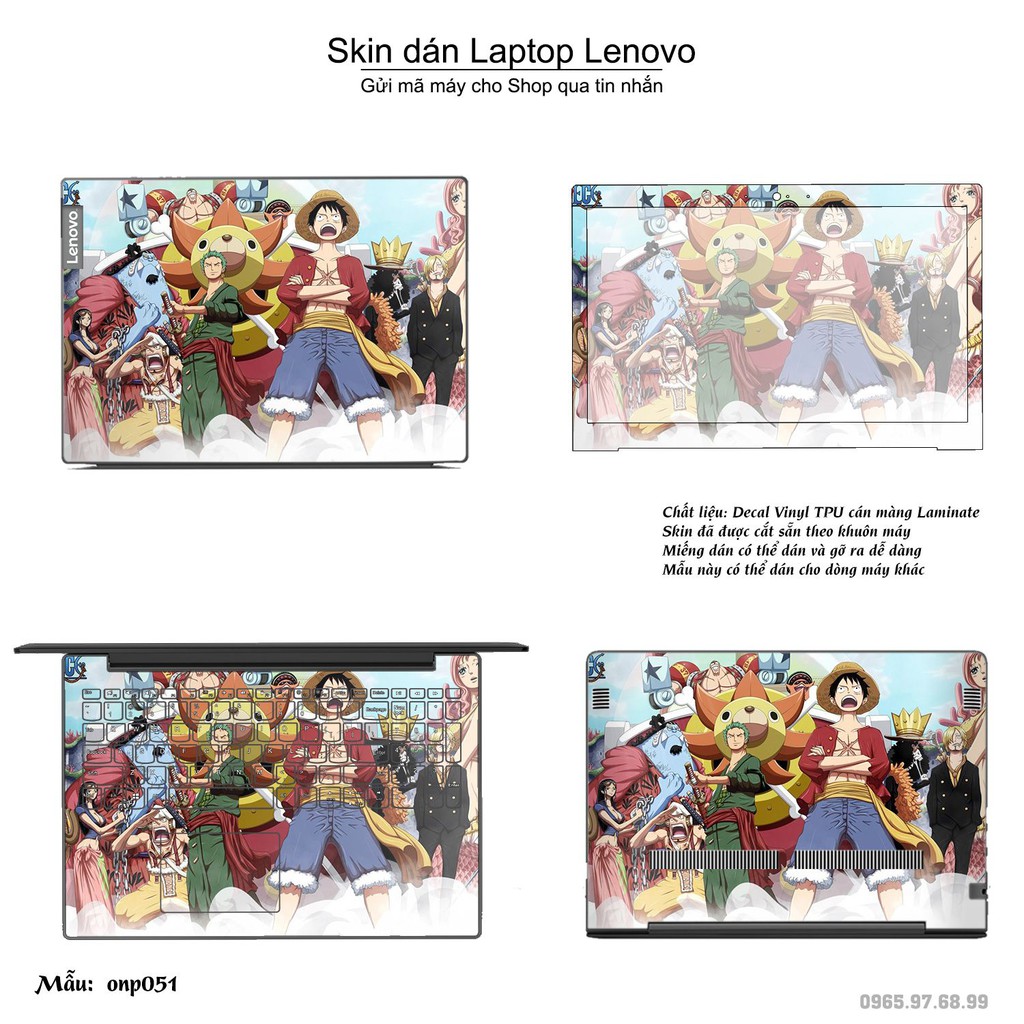 Skin dán Laptop Lenovo in hình One Piece (inbox mã máy cho Shop)