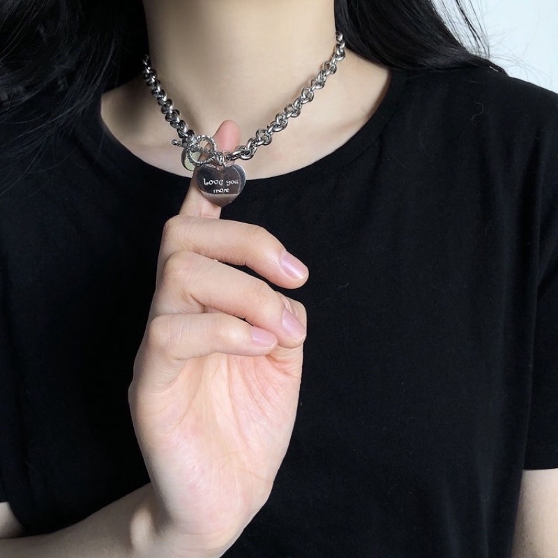 Dây chuyền mặt hình trái tim thép titan không gỉ phong cách Hàn Quốc (VC21).