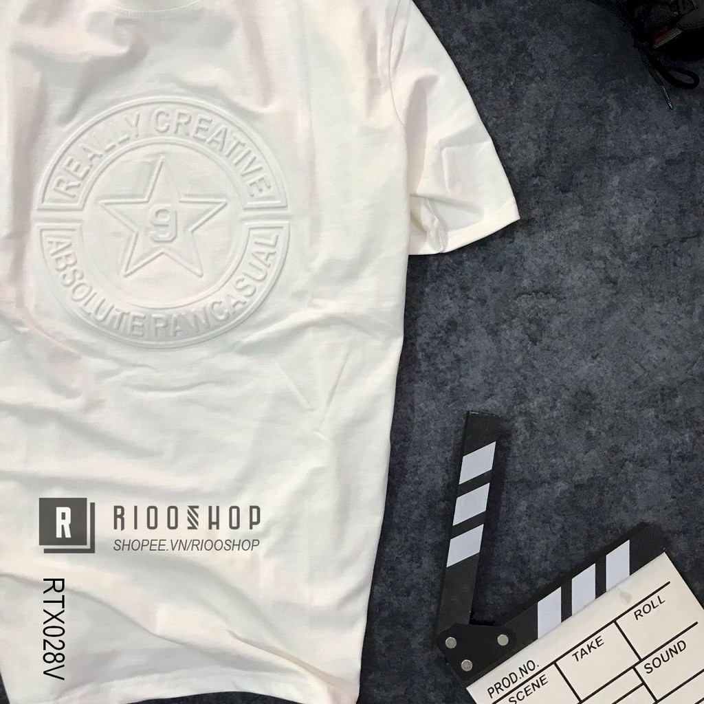 Áo thun nam cổ tròn cao cấp pega họa tiết dập nổi RTX028v - áo phông nam form rộng Riooshop | BigBuy360 - bigbuy360.vn