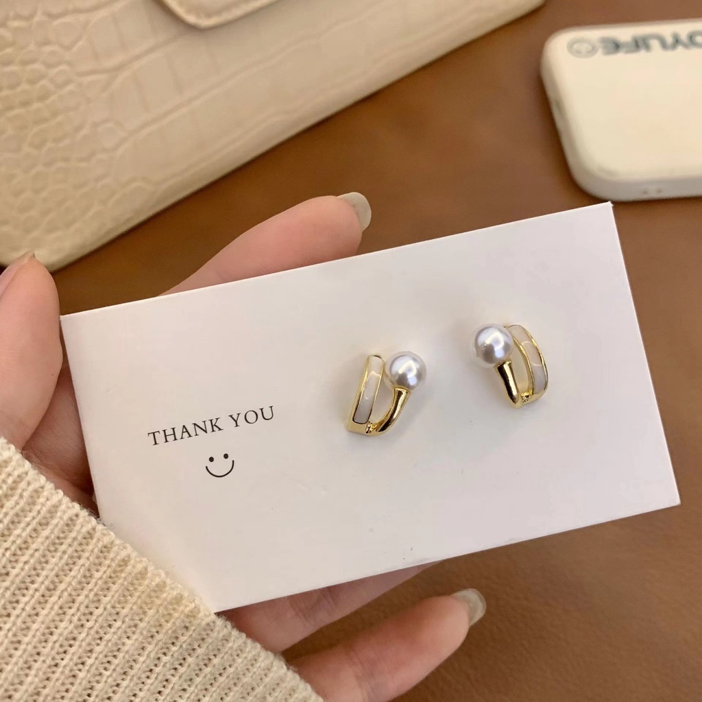 Đôi Khuyên Tai Mạ Bạc 925 Đính Ngọc Trai Thời Trang Cho Nữ